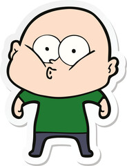 sticker of a cartoon bald man staring