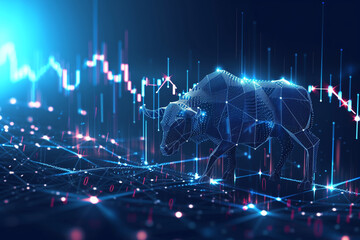 Abstract stock market bull trending chart concept image. Generative AI.  - obrazy, fototapety, plakaty