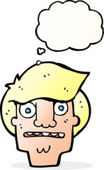 cartoon shocked face with thought bubble