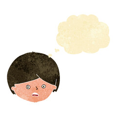 cartoon unhappy boy  with thought bubble