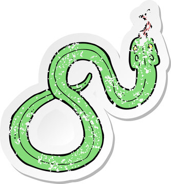 recommend clip art: retro distressed sticker of a cartoon snake