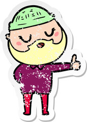 distressed sticker of a cartoon man with beard
