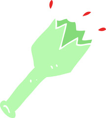 flat color illustration cartoon  smashed glass bottle