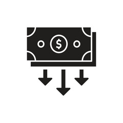 Dollar arrow decrease icon design, cash money with arrow symbol, vector illustration