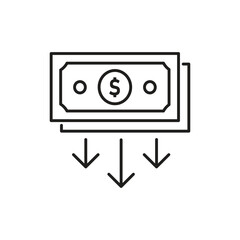 Dollar arrow decrease icon design, cash money with arrow symbol, vector illustration