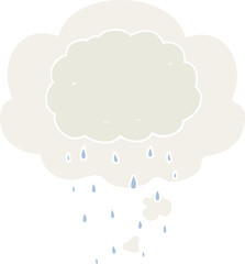 cartoon rain cloud and thought bubble in retro style