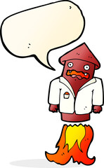 cartoon firework in business suit with speech bubble