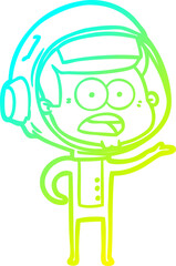 cold gradient line drawing cartoon surprised astronaut
