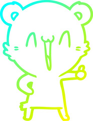 cold gradient line drawing happy bear cartoon