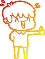 warm gradient line drawing cartoon laughing boy