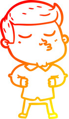 warm gradient line drawing cartoon model guy pouting