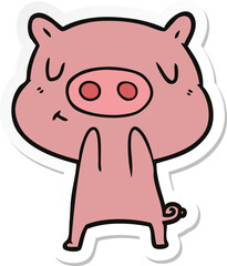 sticker of a cartoon content pig