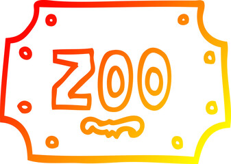 warm gradient line drawing cartoon zoo sign
