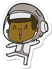 sticker of a dancing cartoon astronaut