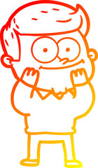 warm gradient line drawing cartoon happy man