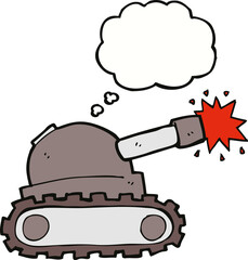 cartoon tank with thought bubble