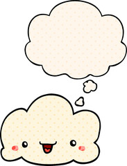 cartoon cloud and thought bubble in comic book style