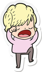 sticker of a cartoon woman talking