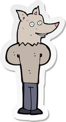 sticker of a cartoon wolf man