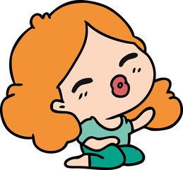 cartoon of cute kawaii girl