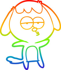 rainbow gradient line drawing cartoon bored dog
