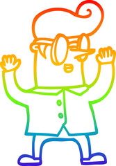 rainbow gradient line drawing cartoon nerd man © lineartestpilot