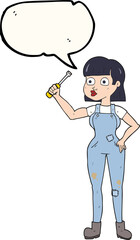 speech bubble cartoon female mechanic