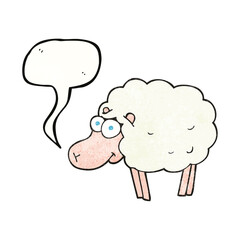 funny speech bubble textured cartoon sheep