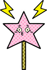 Obraz premium comic book style cartoon magic wand