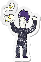 retro distressed sticker of a cartoon spooky vampire