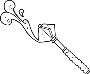 black and white cartoon bloody medieval mace