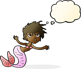 cartoon mermaid with thought bubble