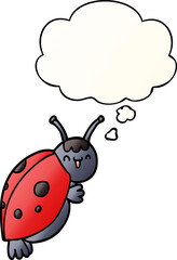 cute cartoon ladybug and thought bubble in smooth gradient style