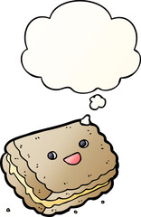 cartoon biscuit and thought bubble in smooth gradient style