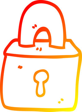recommend clip art: warm gradient line drawing cartoon locked padlock