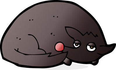 cartoon curled up dog