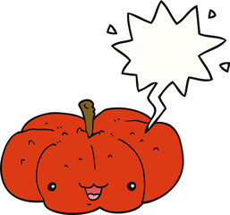 cartoon pumpkin and speech bubble