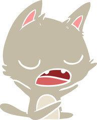 talking cat flat color style cartoon
