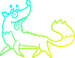 cold gradient line drawing cartoon hungry wolf
