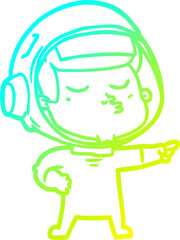 cold gradient line drawing cartoon confident astronaut