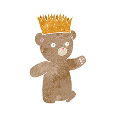 cartoon teddy bear wearing paper crown