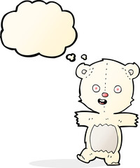 Naklejka premium cartoon cute polar bear cub with thought bubble