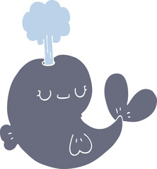 cute flat color style cartoon whale