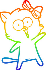 rainbow gradient line drawing cartoon cat