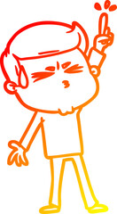 warm gradient line drawing cartoon man sweating