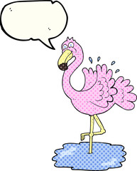 comic book speech bubble cartoon flamingo
