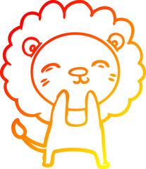 warm gradient line drawing cartoon lion