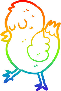 rainbow gradient line drawing cartoon bird