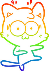 rainbow gradient line drawing cartoon surprised cat