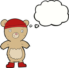 cartoon teddy bear with thought bubble